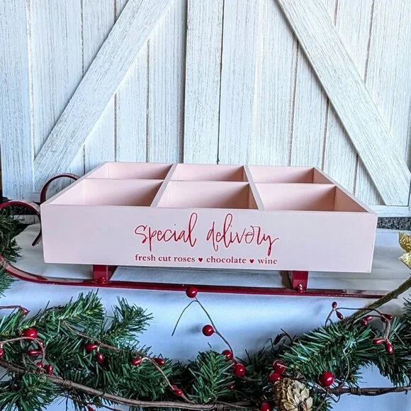 Bullseye Playground Wooden Tiered Tray Crate Cubby 2023 Valentine Pink - Picture 1 of 5